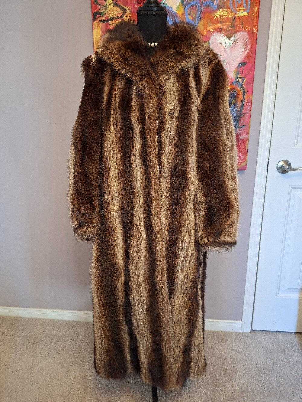 Vintage Authentic Full Length Racoon Coat Mob Wife